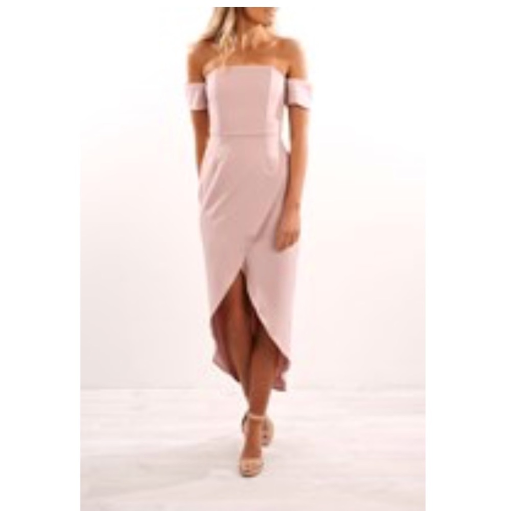 Dusty Pink Off the Shoulder Dress